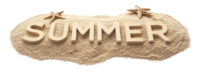 PNG Sand summer typography decoration.