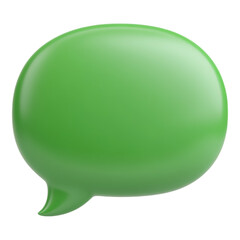 3D green speech bubble icon with a glossy finish.