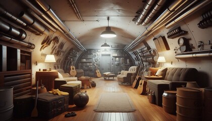 Fototapeta premium Bomb shelter with reinforced underground structure