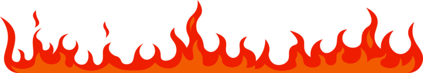 Cartoon fire flames burning creating a red hot fireball effect representing concepts like heat, wildfire, bonfire, campfire, danger, and energy, isolated vector illustration set