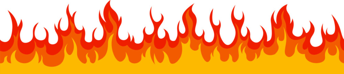 Dynamic illustration of vibrant flames forming a bold border. The fiery design features red and orange hues, capturing the essence of heat and energy in a visually striking manner