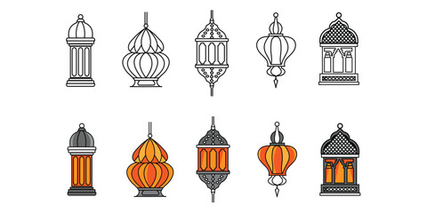 Lantern Vector Image - High-Quality Lantern Shapes for Ramadan and Festive Designs, Perfect for Decorations, Invitations, Websites, Apps, and Digital Art with Elegant and Traditional Styles.

