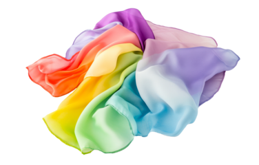 A rainbow flag silk cloth on a transparent background. Colorful fabric, LGBTQ concept, Pride month, gay pride, Love is love. Png