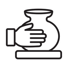 Handmade pottery icon Thin line illustration