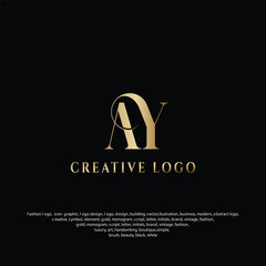 Ay luxury logo or YA modern logo, modern logo, golden, creative, minimal, icon, letter, initials, and monogram logo design. free vector files. ay logo.eps