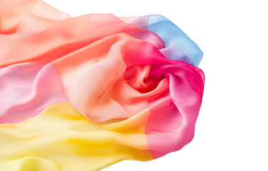 A rainbow flag silk cloth on a transparent background. Colorful fabric, LGBTQ concept, Pride month, gay pride, Love is love. Png