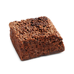 Delicious chocolate puffed rice bar isolated on white