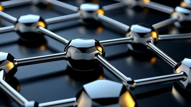 Exploring the intricate design of molecular structures in a close-up view of connections and bonds.  Modern geometric pattern