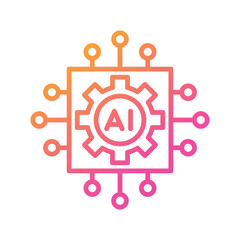 Artificial Intelligence AI Chip in Human Brain. Artificial Intelligence icon with Machine learning, digital skills, generative AI, AI technology, algorithm, virtual intelligence and future