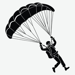 A man skydiving  silhouette design art with illustration
