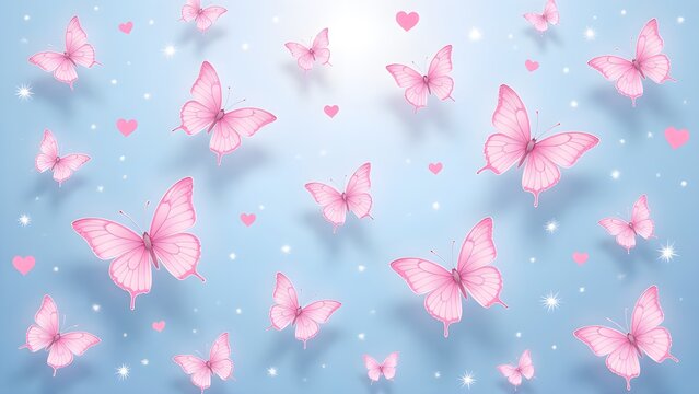 Fototapeta Romantic Flight of the Pink Butterfly