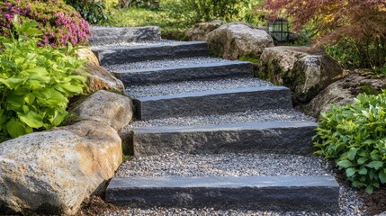 Zen Garden Steps Through Vibrant Greenery