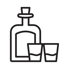 Tequila bottle and glass icon Thin line illustration