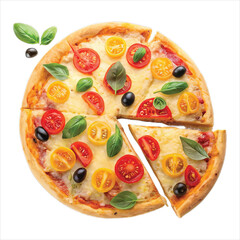 A pizza with a slice of pizza
