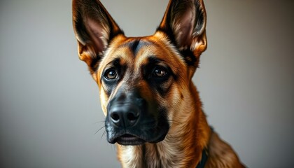Portrait of a Belgian Malinois with Sleek Brown Coat and Focused Gaze