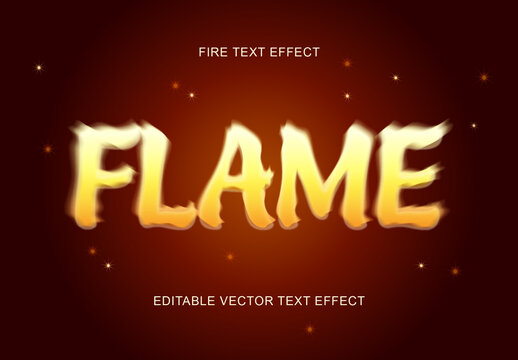 Yellow And Orange Fire Text Flame Font. Burning Hot Text Effect