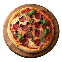 A pizza with a slice of pizza