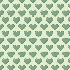 A simple pattern with green repeating hearts