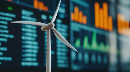 Innovative miniature wind turbine business environment data analysis tech overview close-up renewable energy solutions