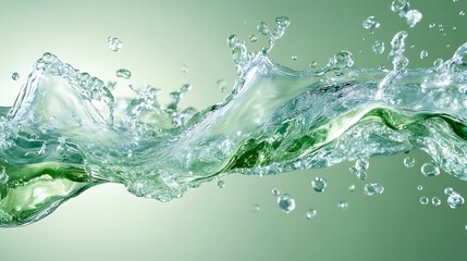 Liquid Splashing, Green, Abstract, Water Flow, Soft Background
