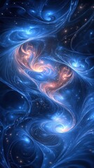 Abstract digital artwork features swirls of light and color