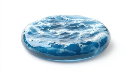 A blue and white object features a wave design, suggesting motion and fluidity, perfect for artistic or nautical themes.