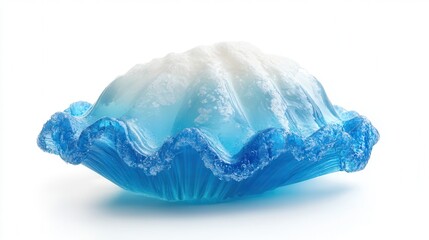 A blue and white glass vase is prominent in the foreground, set against a stunning mountain backdrop that enhances the serene atmosphere.