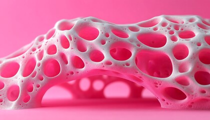 Pink Abstract Cellular Structure on Pink Background