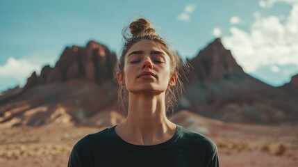 Naklejka premium A Serene Moment Amidst Majestic Mountains