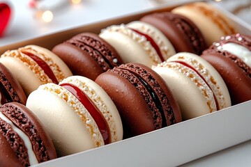 A box of Valentine's Day macarons. Generative AI