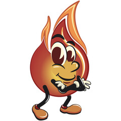 cute fire vektor illustration mascot character folding his arms calmly, work of hand drawn