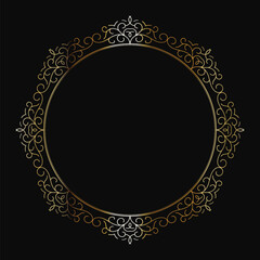 Golden round frame with beautiful ornamental pattern