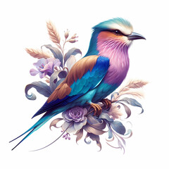 Obraz premium lilac breasted roller bird image on white background