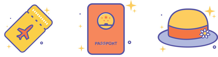 Travel and leisure weekend vacation summer vector art and illustration