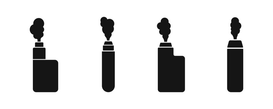 Electronic cigarette vector icons. Electronic smoking device. Vaping device. Vape icon set.