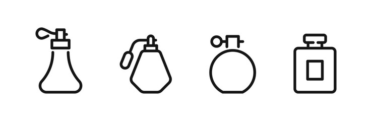 Perfumes icons. Perfume bottle icon set. Fragrance perfume vector. Perfume bottles.