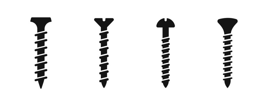 Set of screws. Screws, nuts, nails. Screw icons. Screw vector icons.