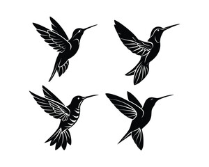 hamming bird bundle set silhouette design on a white background