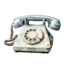 old phone isolated on white in watercolor