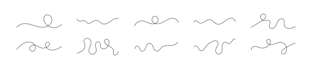 Abstract lines set. Wavy lines. Wave line illustration. Different lines collection.