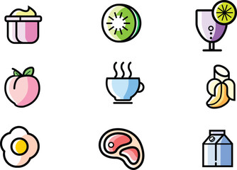food set icons with healthy and unhealthy items vector illustration