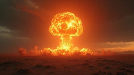 Colossal Nuclear Detonation and Expanding Mushroom Cloud