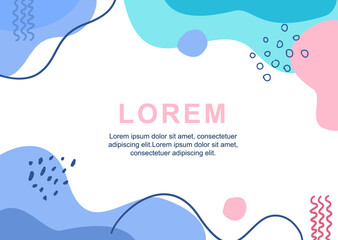 Modern abstract background with fluid shapes in pastel blue and pink tones. Minimalistic design with hand-drawn elements, perfect for presentations and templates.