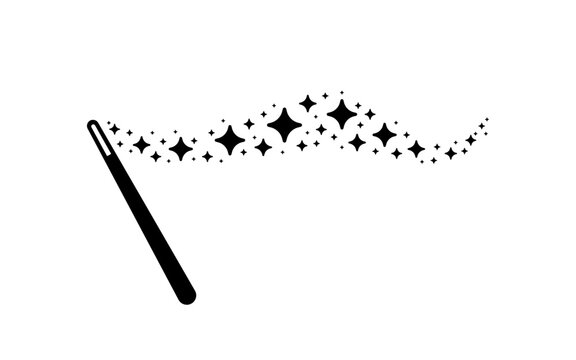 Magic wand. Magic wand with sparkles illustration. Magic stick vector icon. Magic wand icon. Miracle symbols.