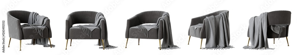 Poster armchair set isolated on transparent background. 3d render. 3d illustration.