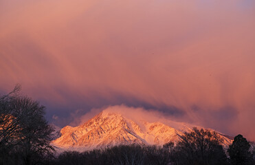 Mount Tom With Fresh Snow Viewed From Bishop California