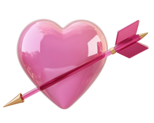 Pink arrow png through heart, transparent background