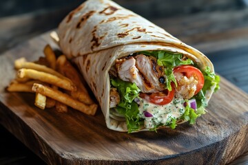 A delicious traditional Greek chicken gyros