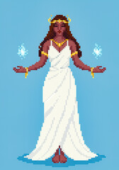 Fototapeta premium bride against plain background ideal to use as negative space to add text illustration in pixel art style