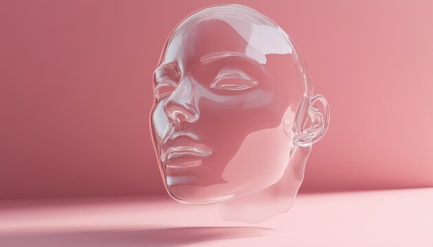 Transparent Facial Mask With Cosmetics, Designed For A Rendering Process. This Product Combines Skincare Benefits With Makeup Application For A Flawless Look.